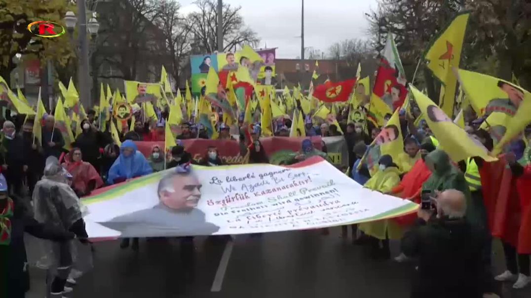 Bi hezaran Kurd li Strasboûrgê ji bo azadiya Rêber Apo meşiyan