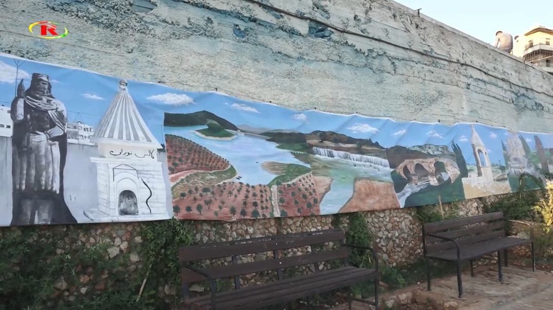 "Çîroka Axa Zeytûnê " tabloya bi dirêjahiya 58 metreya li Helebê hat pêşandan