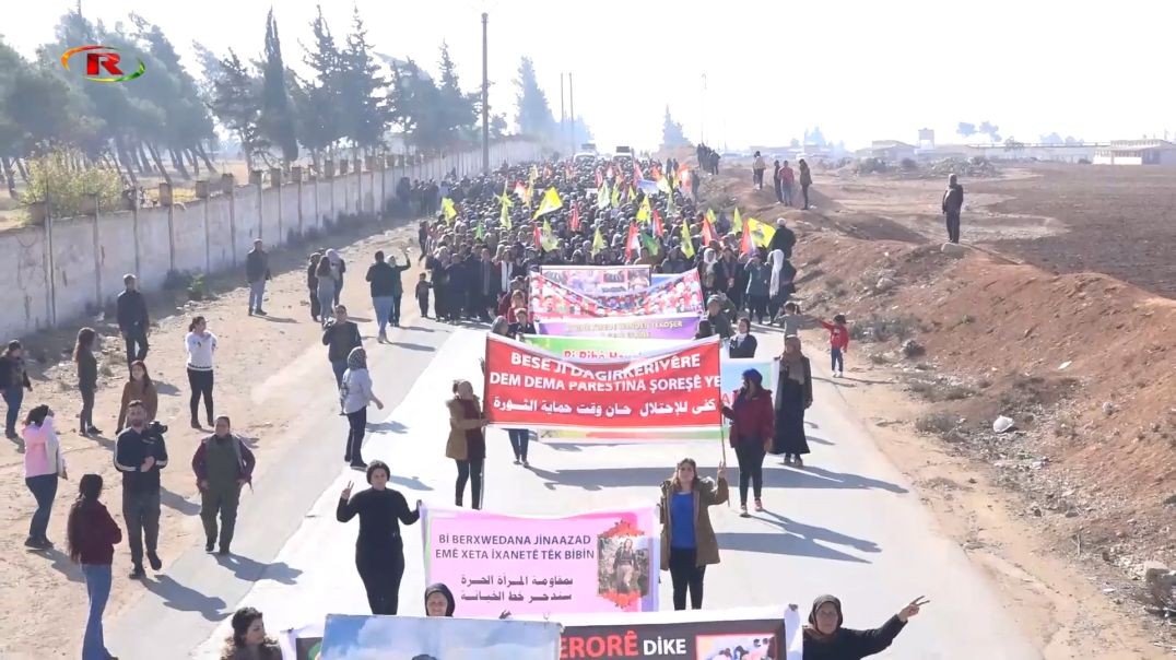 ⁣أهالي قامشلو والشهباء وحيي الشيخ مقصود والأشرفية يتظاهرون تنديداً بهجمات الاحتلال التركي