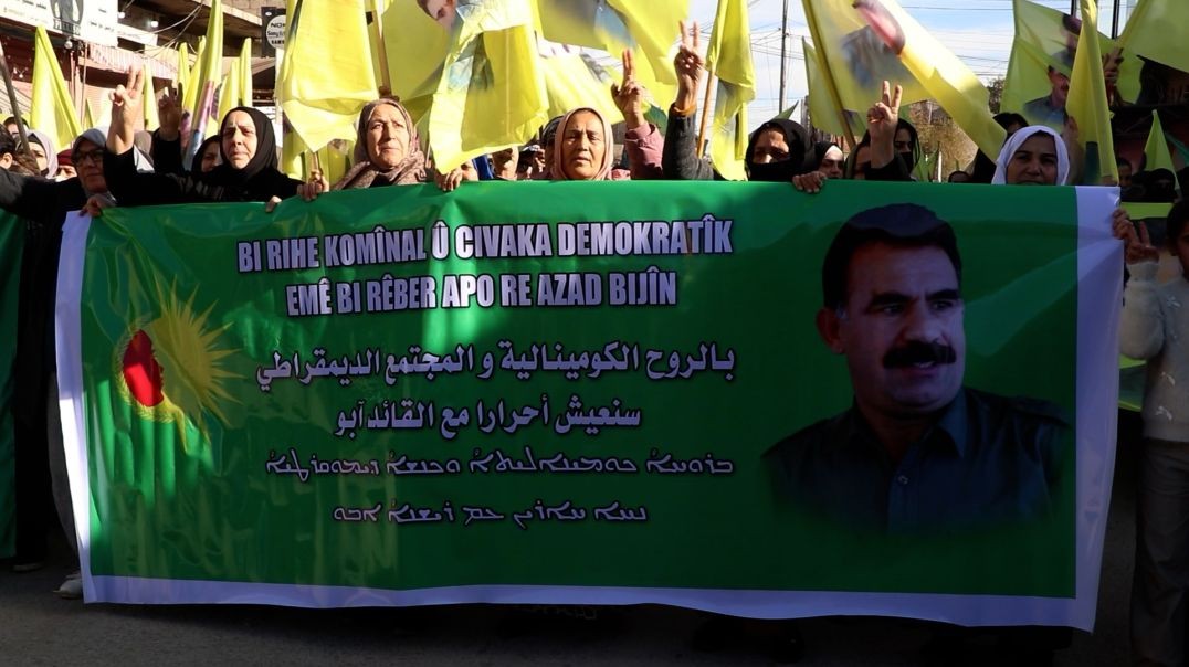 ⁣DOSYA - Ji bo azadiya fîzîkî ya Rêber Apo Li Qamişloyê meşeke hat lidarxistin